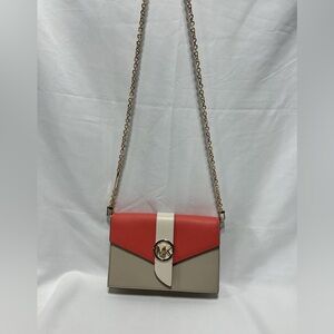 Michael Kors Greenwich Small Color-Block Saffiano Leather Crossbody Bag.
